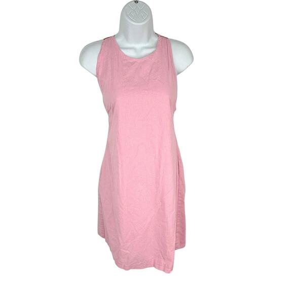 Petal and Pup Tai Bow Back Mini Dress Size Medium Pink Cotton Pockets - Picture 15 of 15
